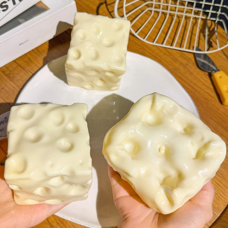 Fire Starter Cube - Taba Squishy Cheese Cube Stress Ball