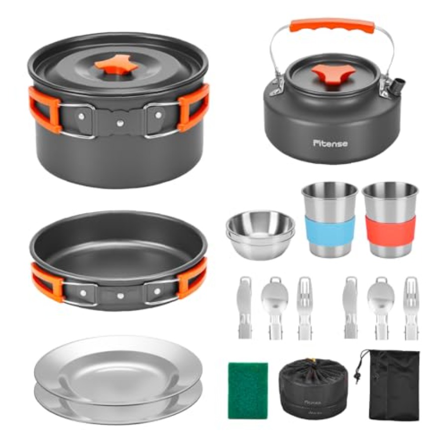 Camping Cooking Essentials Kit - 21Pcs Camping Cookware Mess Kit for