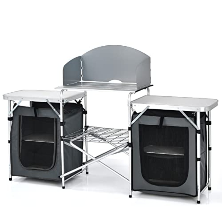 Camping Cooking Equipment - Portable Camping Kitchen Table with Storage