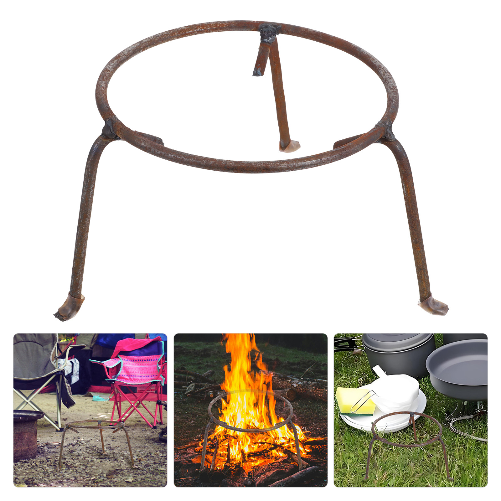 Camping Cooking Pot Tripod - Compact Lightweight Rebar Pot Stand for