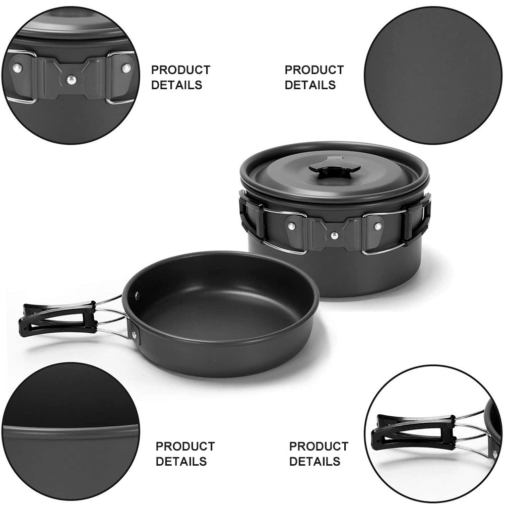 Quality Camping Cooking Set - 1Set Outdoor Camping Cookware Set Black