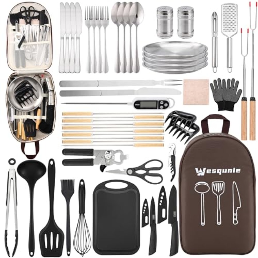 Camping Cooking Essentials Kit - Camping Essentials Cookware Cooking Utensils Set