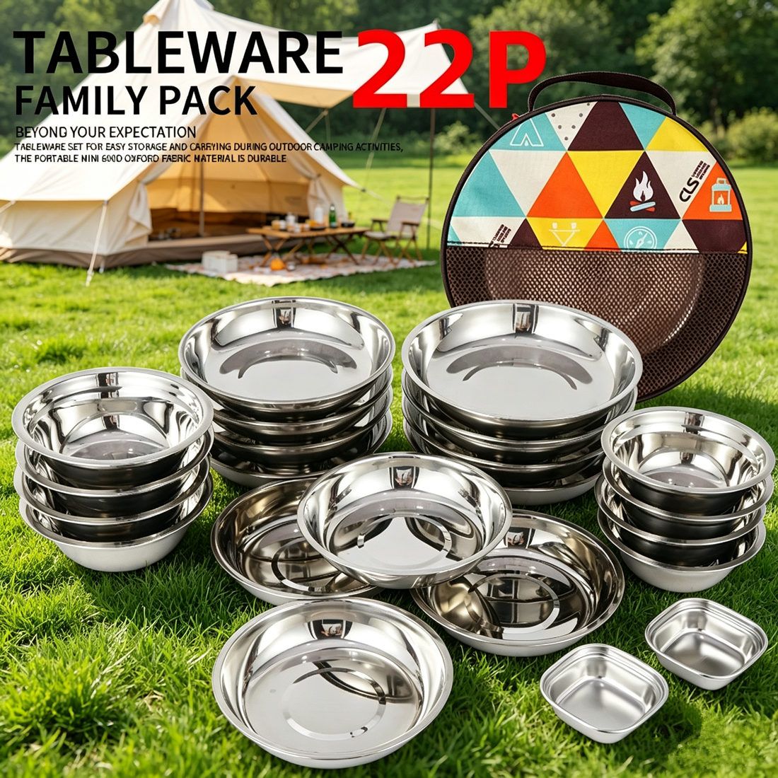 Camping Cooking Dining Set - CLS 22pcs Outdoor Cooking Portable Dining