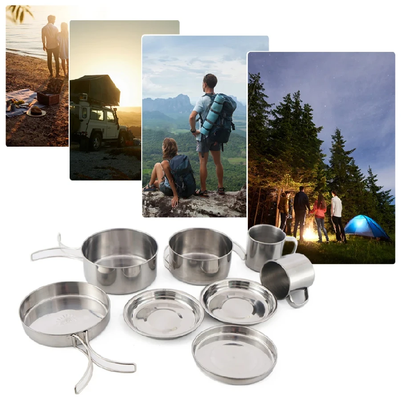8pcs/Set Camping Cookware Mess - Campfire Cooking Anime avis et prix