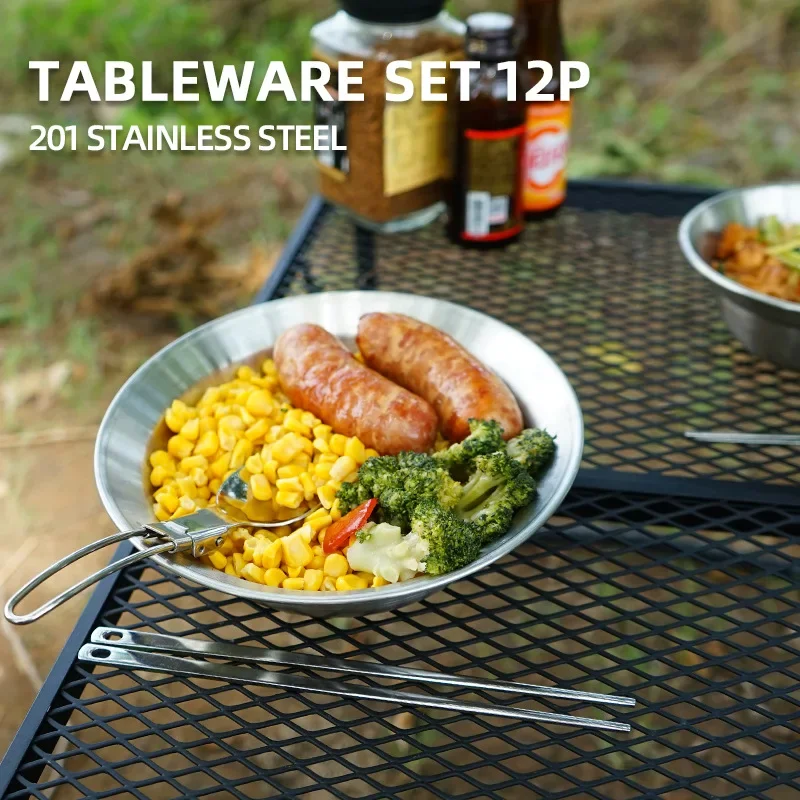 12PCS Portable Outdoor Tablewa - Camping Cooking Dining Set avis et prix
