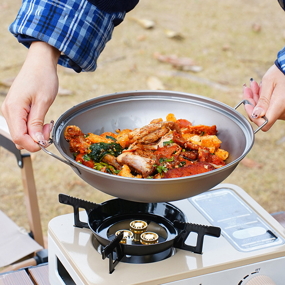 Titanium Wok Pan with Lid Doub - Campfire Cooking Anime avis et prix