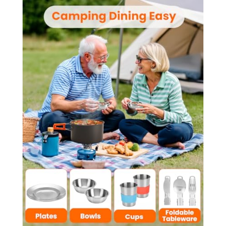 21Pcs Camping Cookware Mess Ki - Camping Cooking Essentials Kit avis et prix