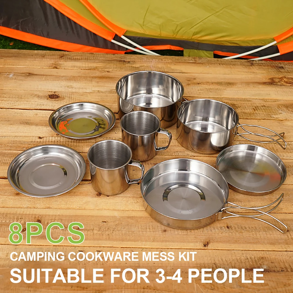 8pcs/Set Camping Cookware Mess - Campfire Cooking Anime avis et prix