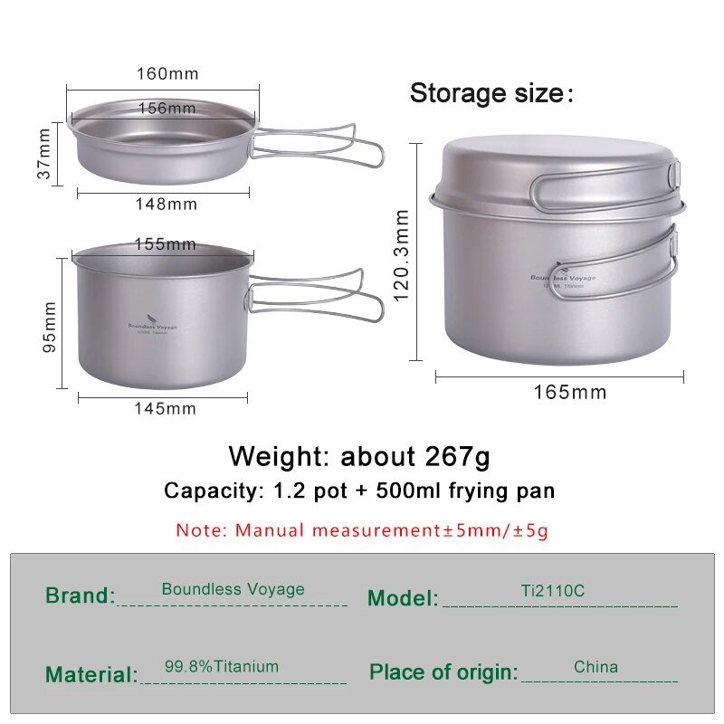 Boundless Voyage Titanium Pot  - Camping Cooking Set 2 Person avis et prix