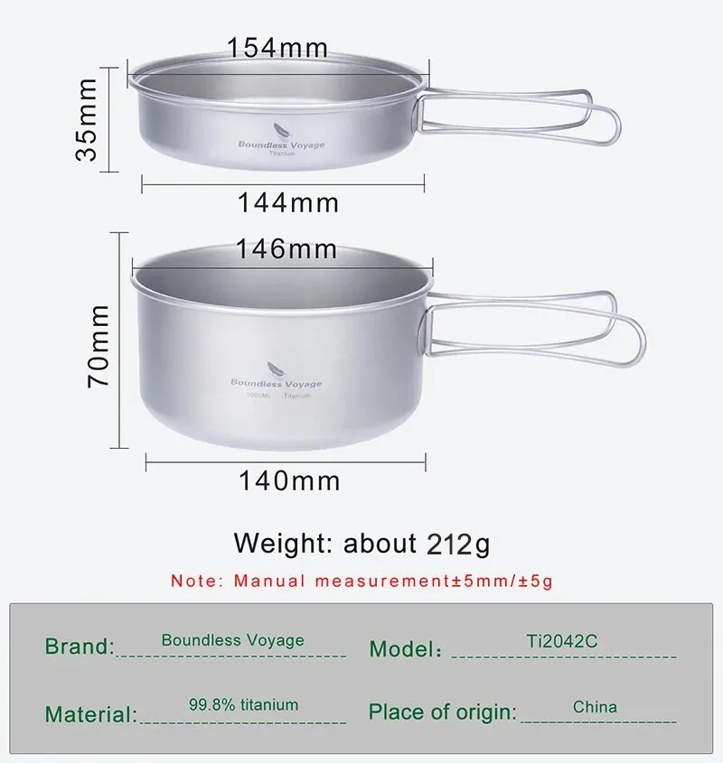 Boundless Voyage Titanium Pot  - Camping Cooking Set 2 Person avis et prix