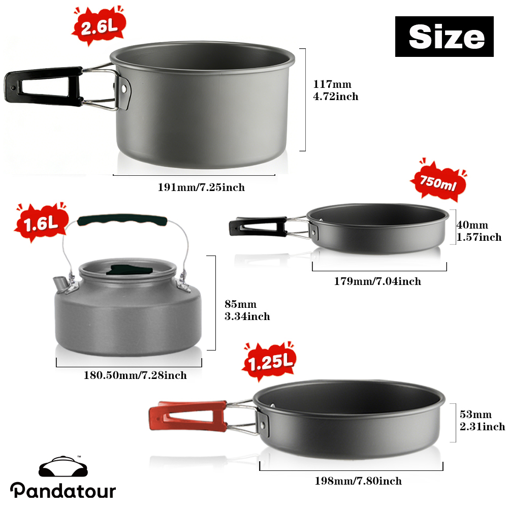 Pandatour Camping Cooking Alum - Camping Cooking Set 2 Person avis et prix