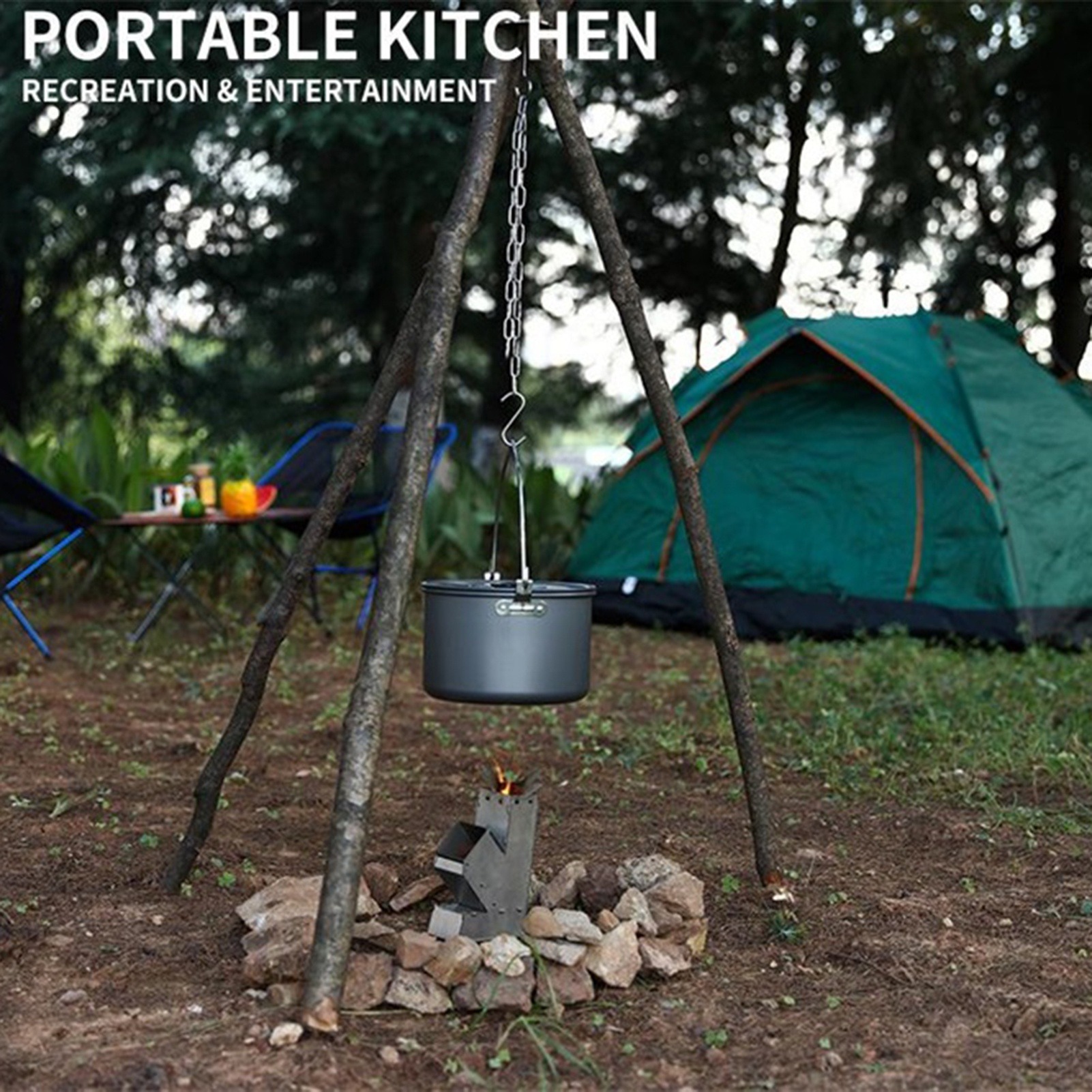 Stainless Steel Camping Tripod - Camping Cooking Pot Tripod avis et prix