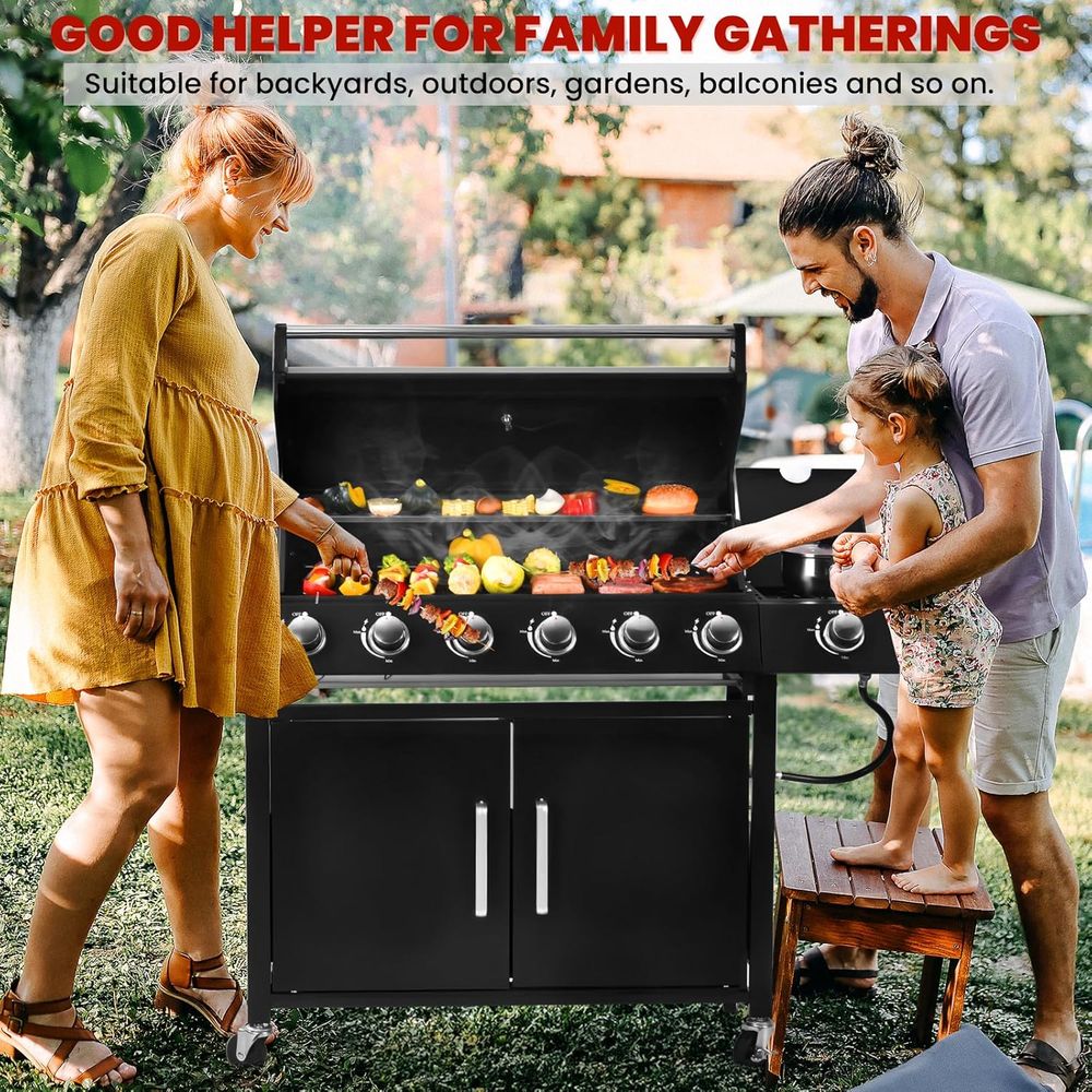 6-Burner Gas Grill with Side B - Camping Cooking Top avis et prix