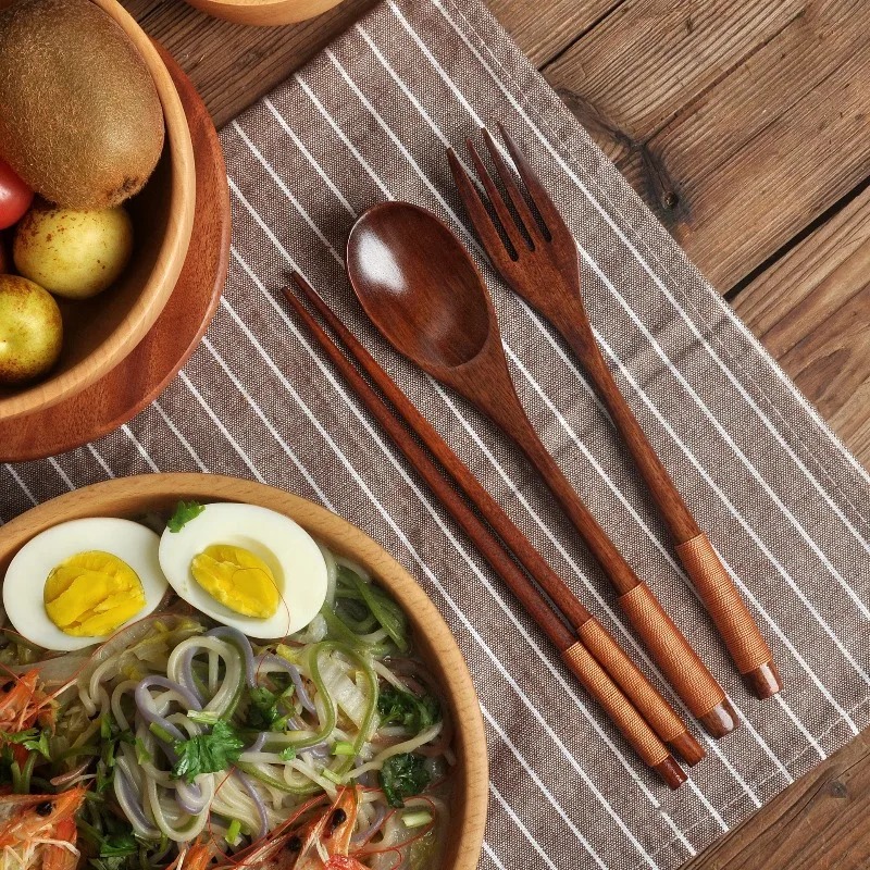 Wooden Dining Set Spoon Chopst - Camping Cooking Dining Set avis et prix