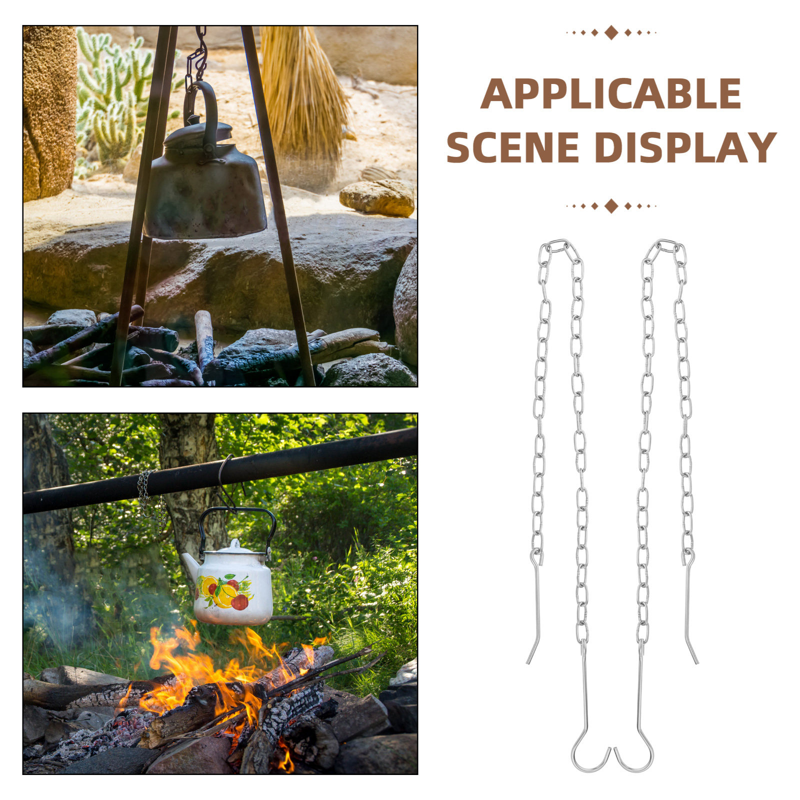 2Pcs Stainless Steel Hanging C - Camping Cooking Pot Tripod avis et prix