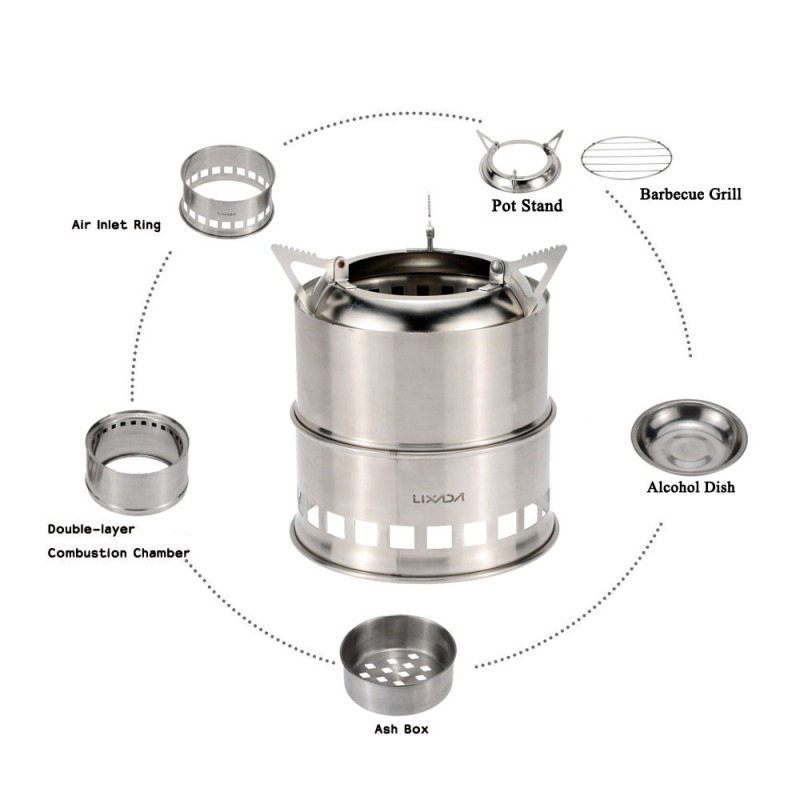 Lixada Stainless Steel Wood St - Camping Cooking Alcohol avis et prix