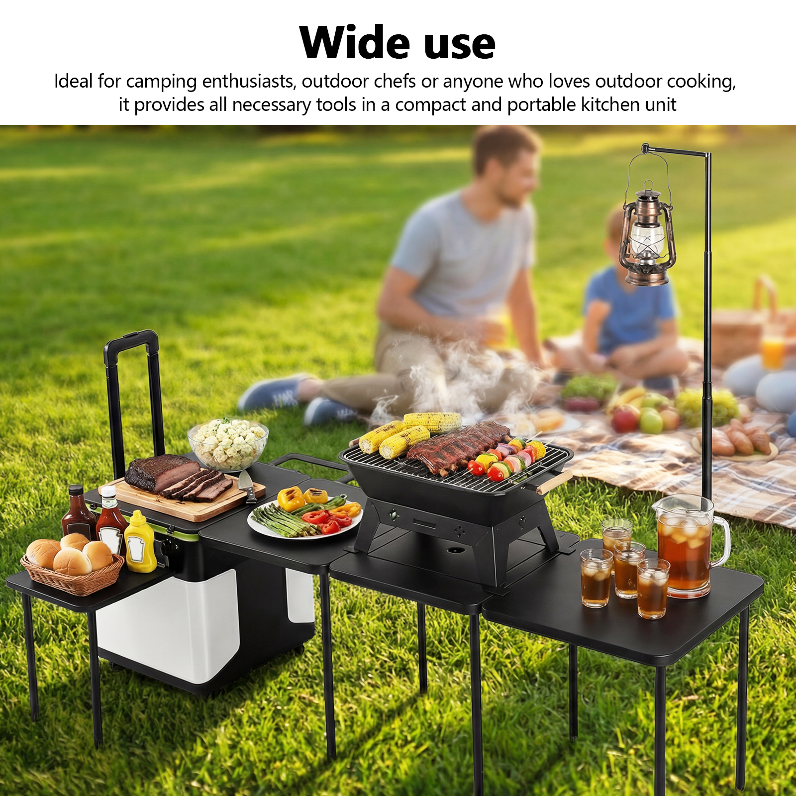 Folding Kitchen Table with Whe - Camping Cooking Table avis et prix