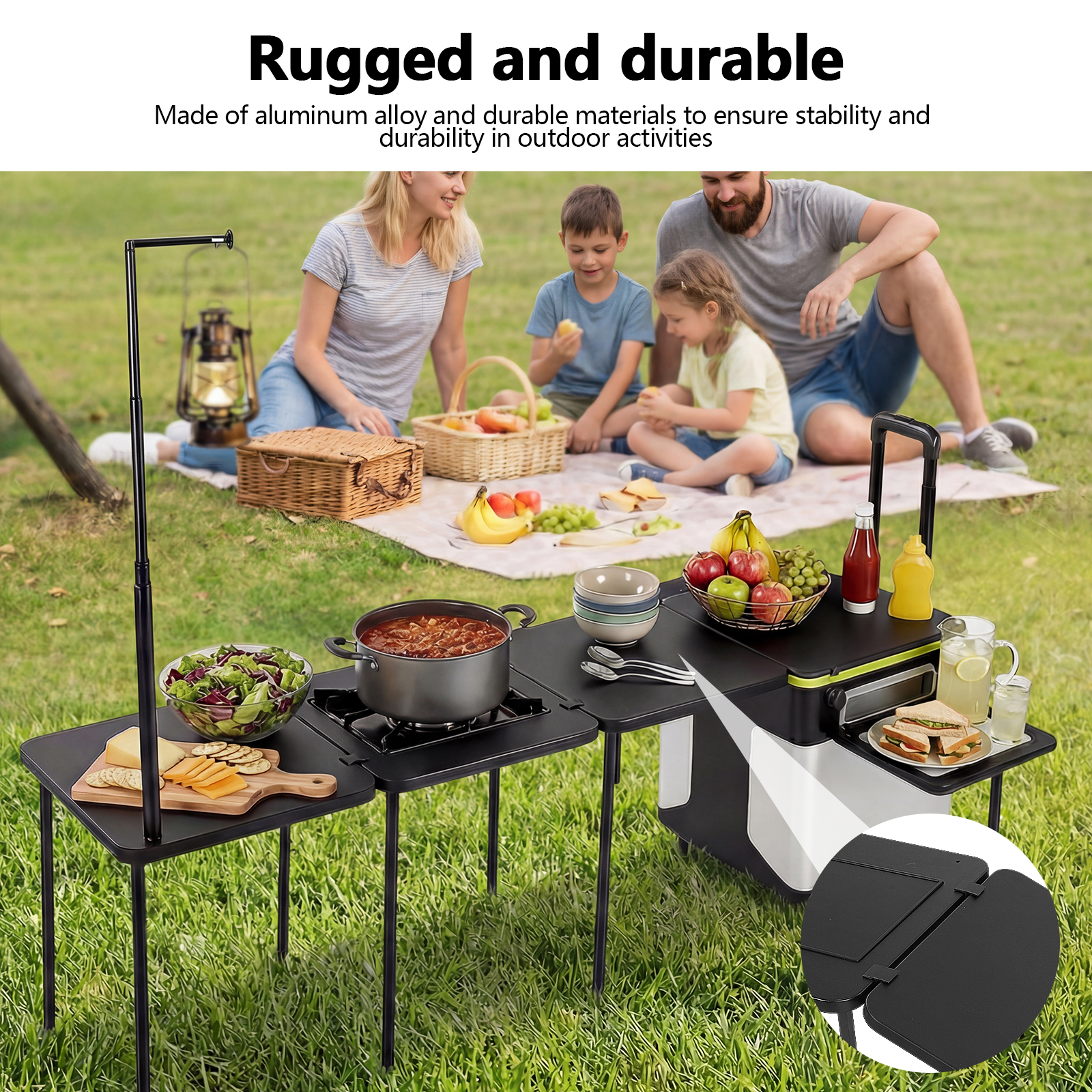 Folding Kitchen Table with Whe - Camping Cooking Table avis et prix