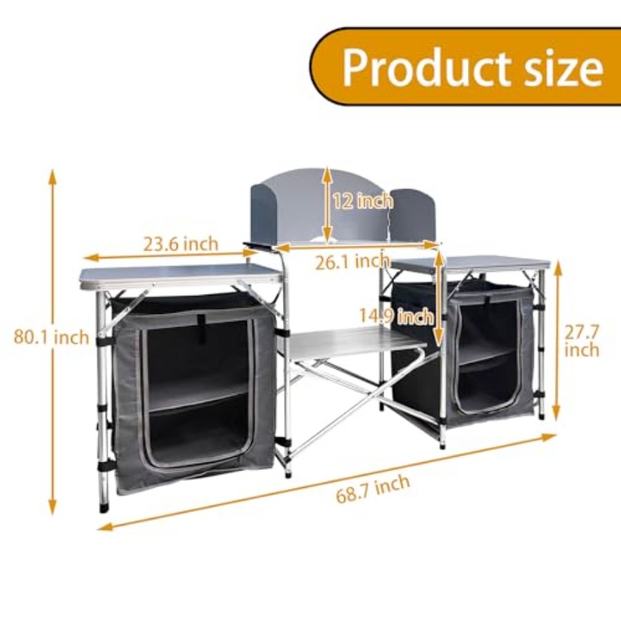 Camping Kitchen Table, Portabl - Camping Cooking Table avis et prix