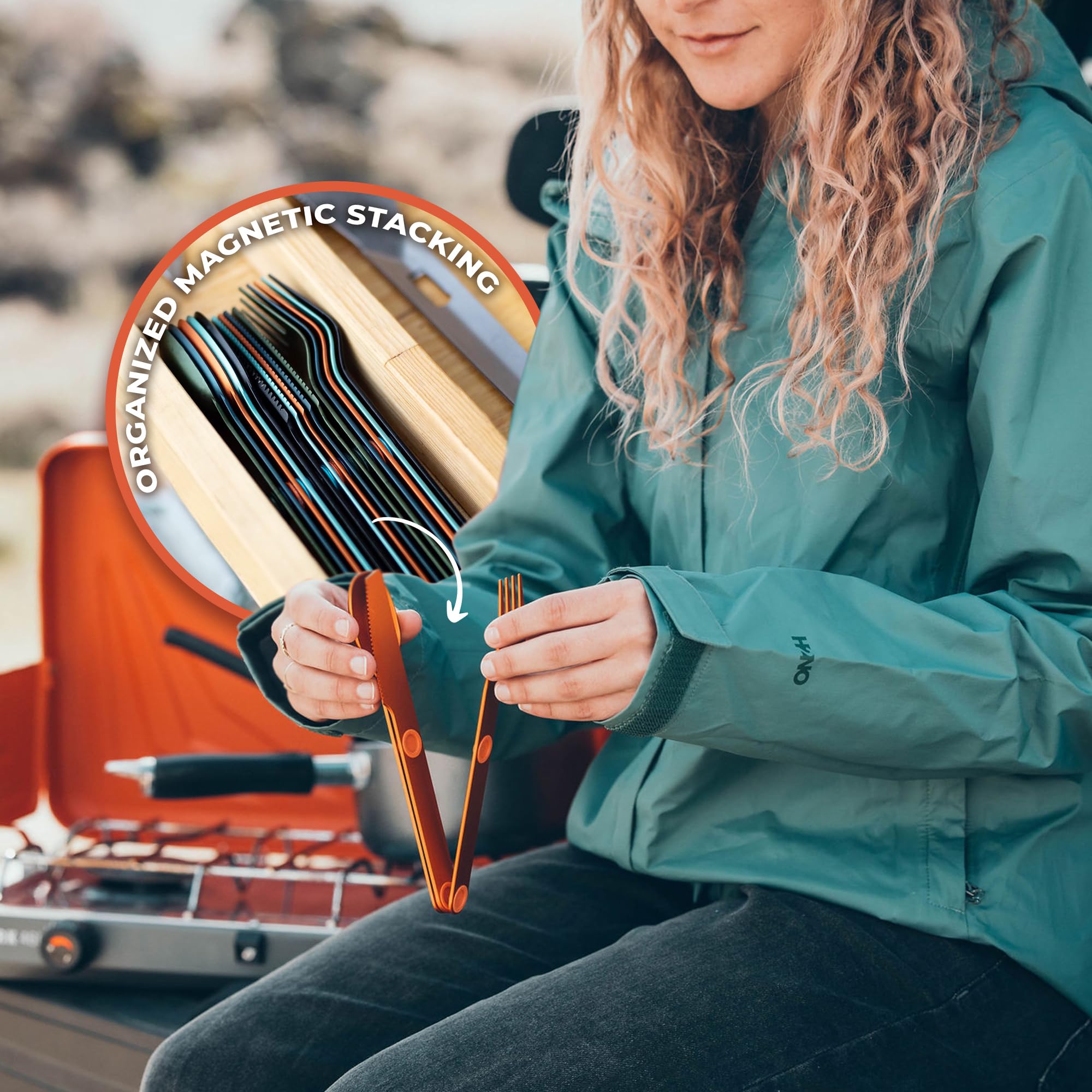 Magnetic Camping Cutlery Set - - Camping Cooking Dining Set avis et prix