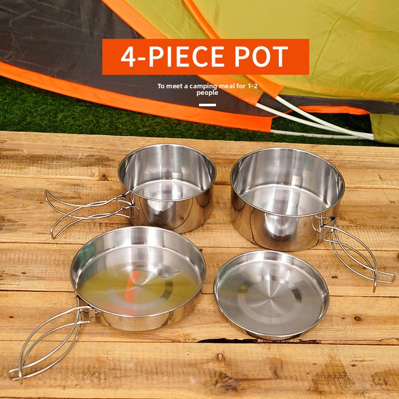 CLS 4-Piece Stainless Steel Ca - Quechua Camping Cooking Set avis et prix