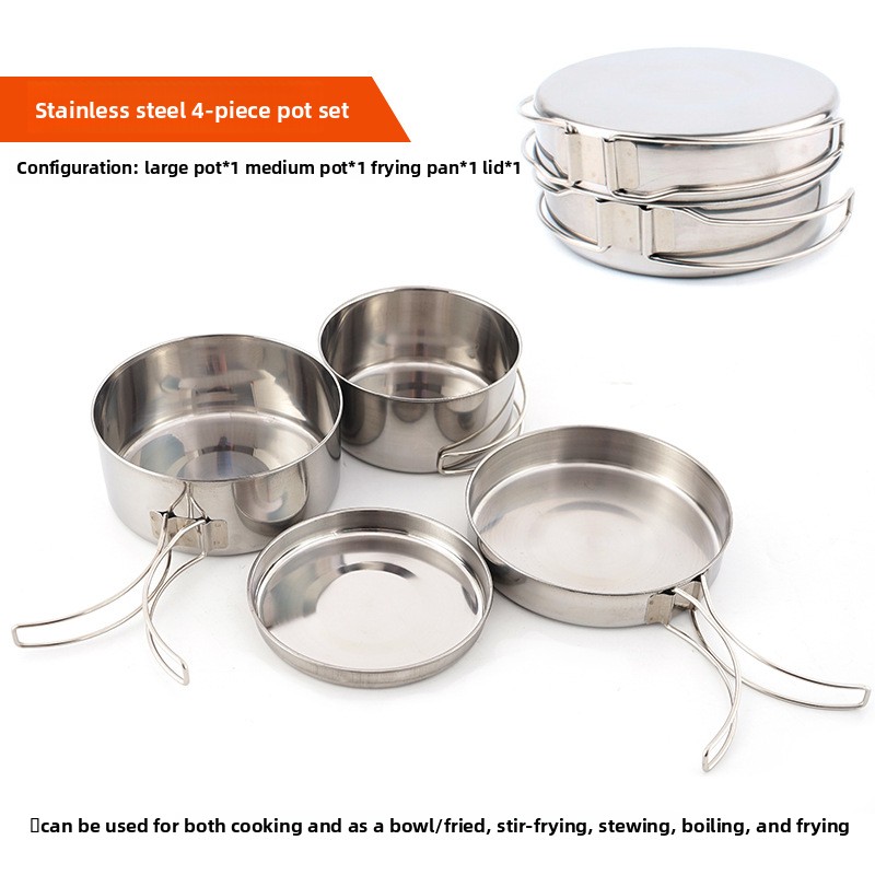 CLS 4-Piece Stainless Steel Ca - Quechua Camping Cooking Set avis et prix