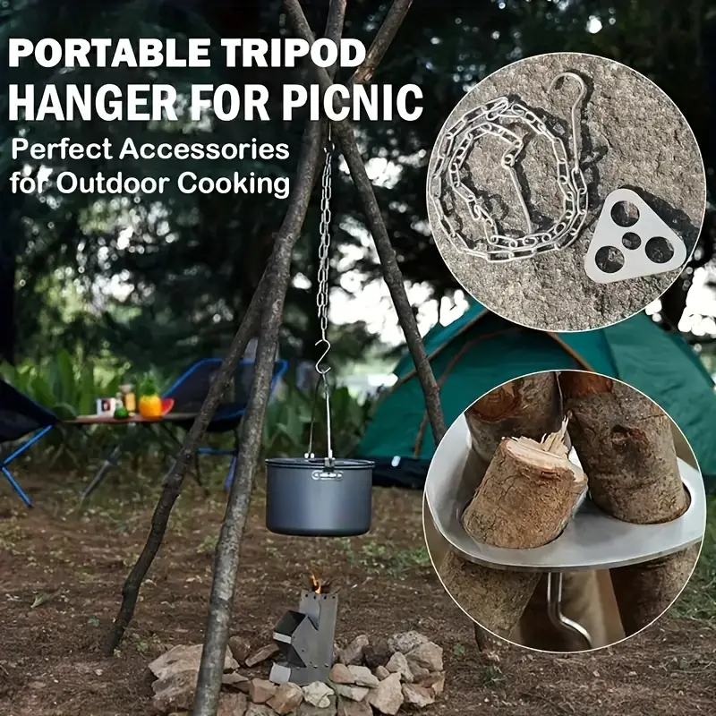 3pcs Stainless Steel Portable  - Camping Cooking Pot Tripod avis et prix