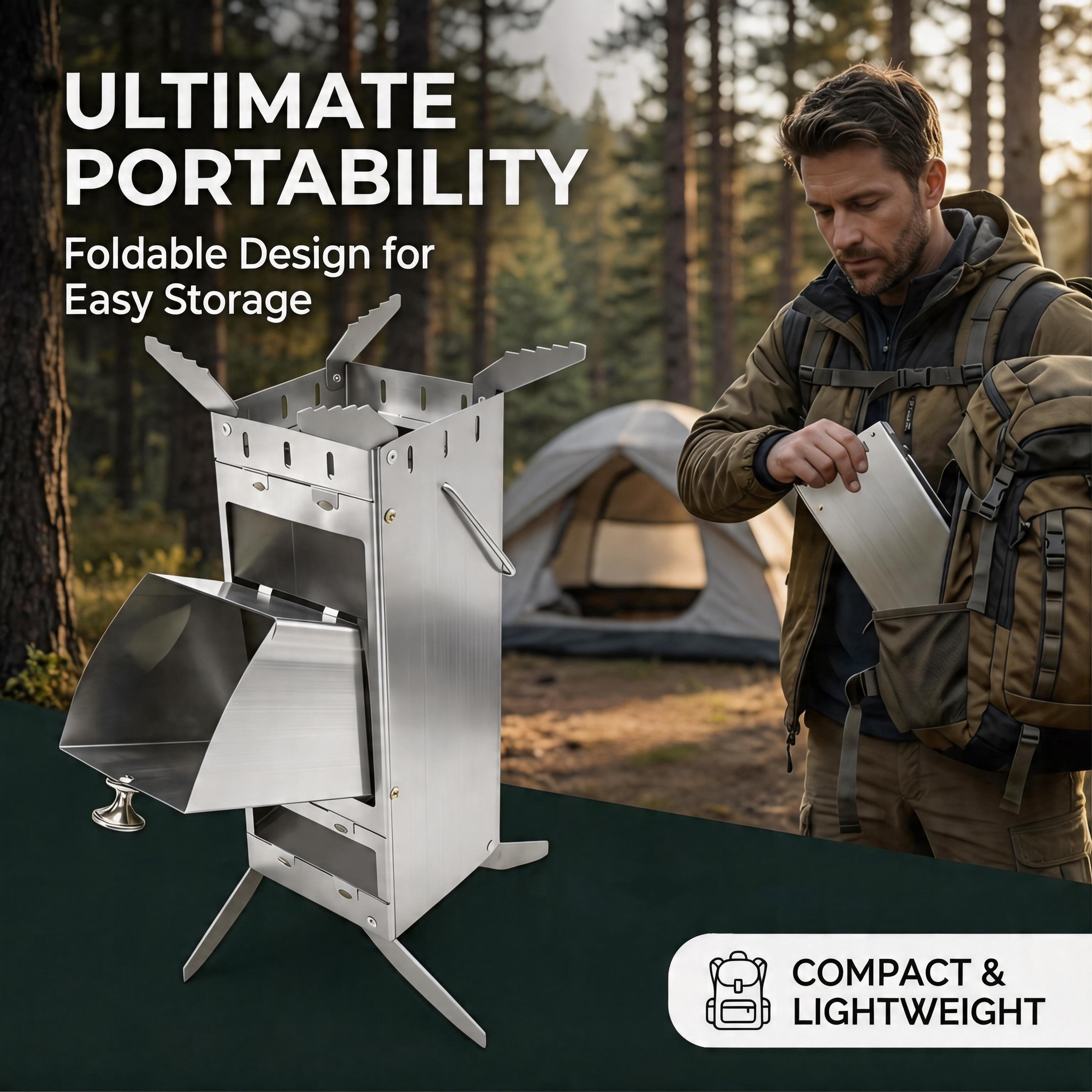 Portable Foldable Rocket Stove - Camping Cooking Equipment avis et prix