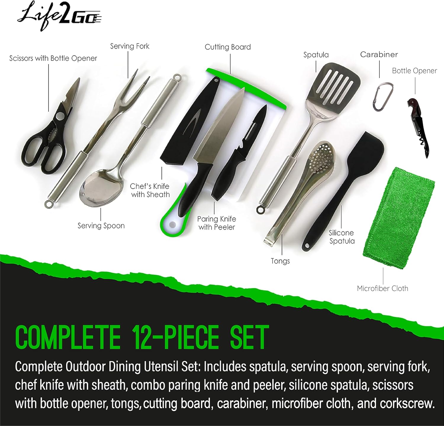 12 Pcs Camp Cooking Utensil Se - Camping Outdoor Cooking Set avis et prix