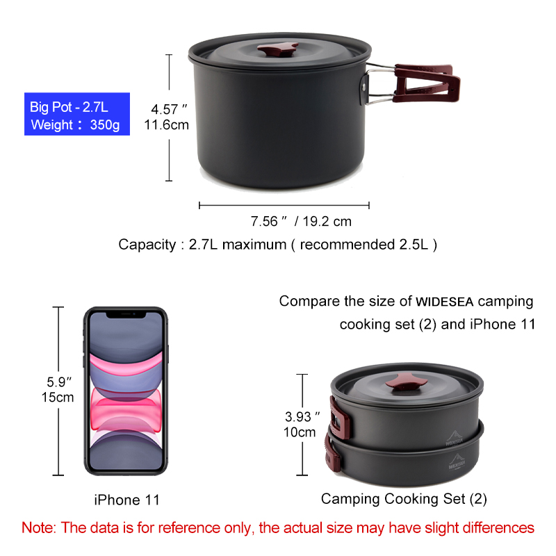 Widesea Camping Cookware Set O - Quechua Camping Cooking Set avis et prix