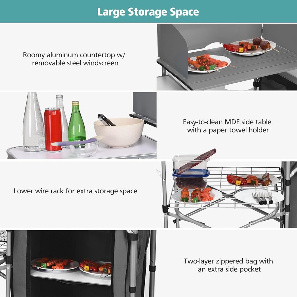 Camping Kitchen Table, Portabl - Camping Cooking Table avis et prix