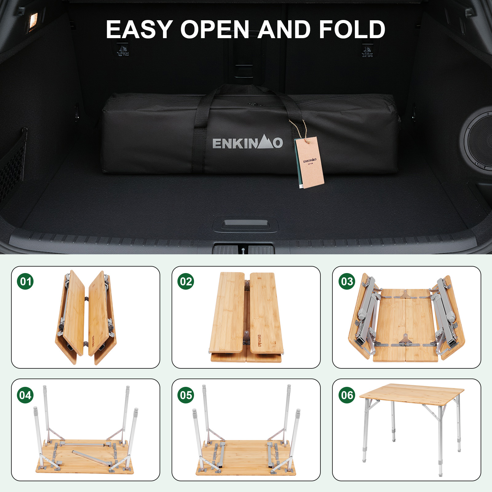 Adjustable Height Bamboo Foldi - Camping Cooking Table avis et prix